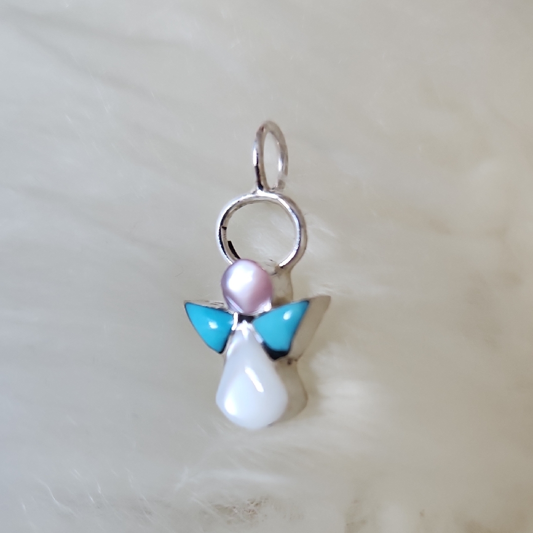 Adorable Nwot Native American Navajo Turquoise Angel Pendant